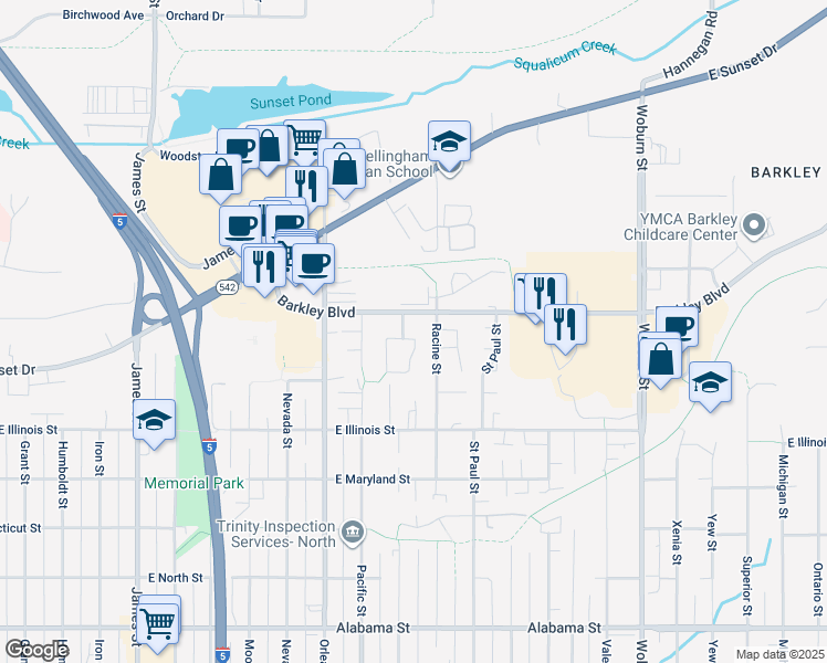 map of restaurants, bars, coffee shops, grocery stores, and more near 3056 Barkley Meadows Circle in Bellingham
