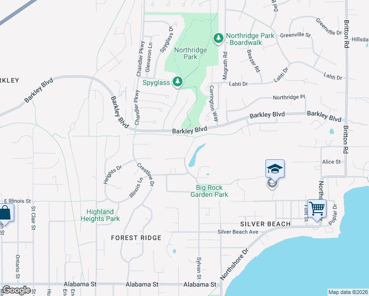 map of restaurants, bars, coffee shops, grocery stores, and more near 3209 Sylvan Street in Bellingham