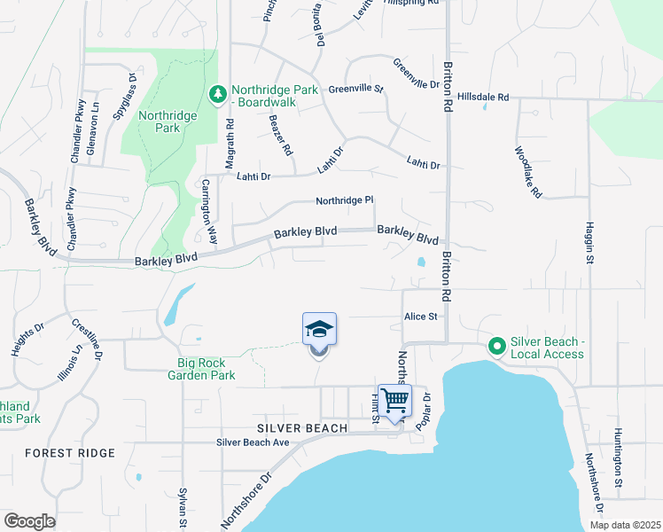map of restaurants, bars, coffee shops, grocery stores, and more near 4070 Springland Court in Bellingham