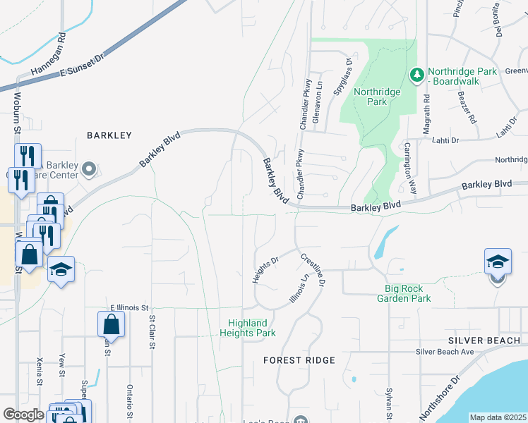 map of restaurants, bars, coffee shops, grocery stores, and more near 3104 West Alpine Drive in Bellingham