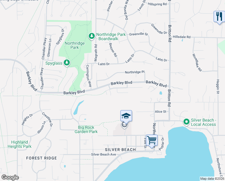 map of restaurants, bars, coffee shops, grocery stores, and more near 4007 Springland Lane in Bellingham
