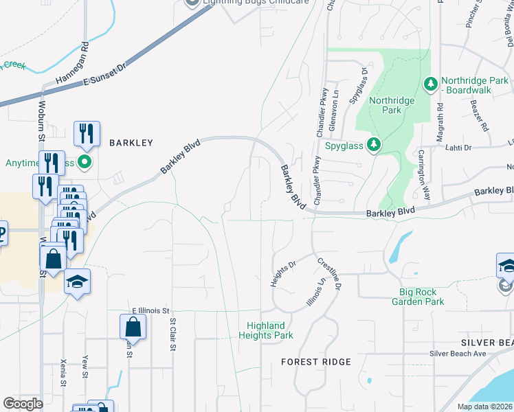 map of restaurants, bars, coffee shops, grocery stores, and more near 3115 Cedarside Court in Bellingham