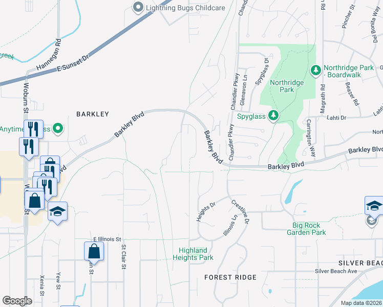 map of restaurants, bars, coffee shops, grocery stores, and more near 3115 Cedarside Court in Bellingham