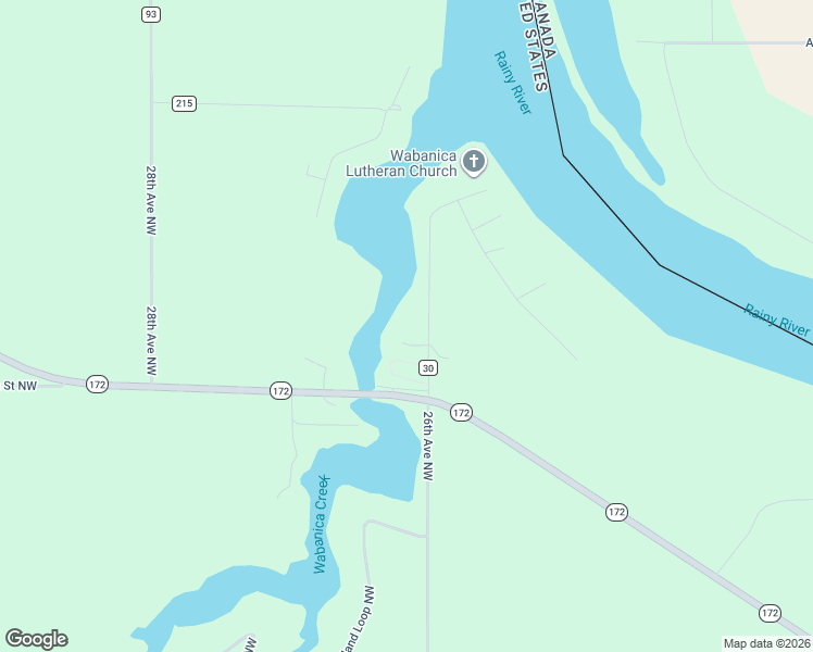 map of restaurants, bars, coffee shops, grocery stores, and more near 1657 26th Avenue Northwest in Baudette
