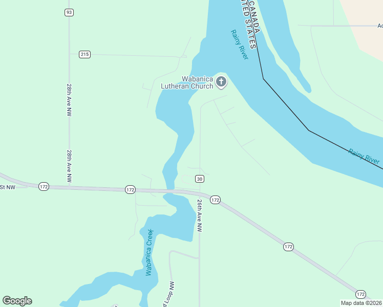 map of restaurants, bars, coffee shops, grocery stores, and more near 1657 26th Avenue Northwest in Baudette