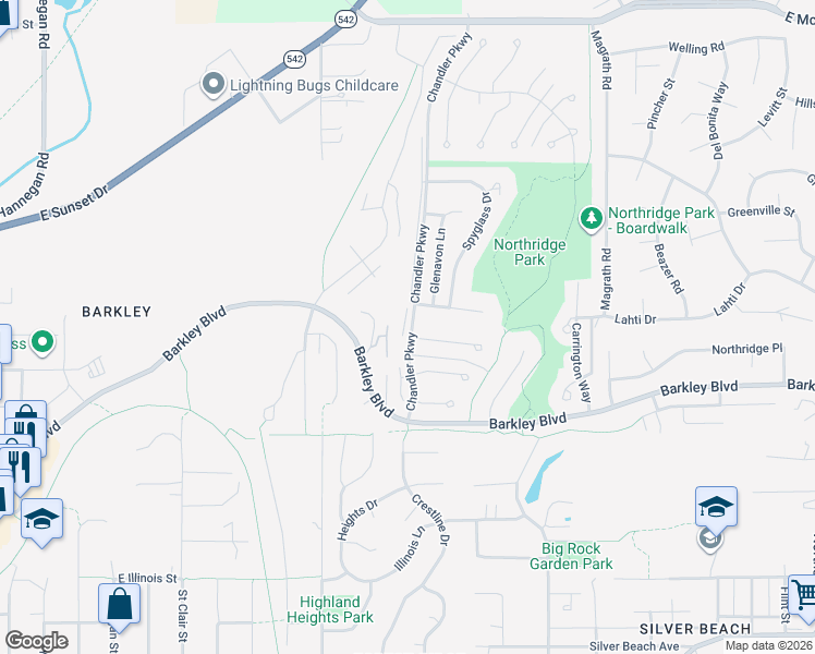 map of restaurants, bars, coffee shops, grocery stores, and more near 3420 Highfield Court in Bellingham