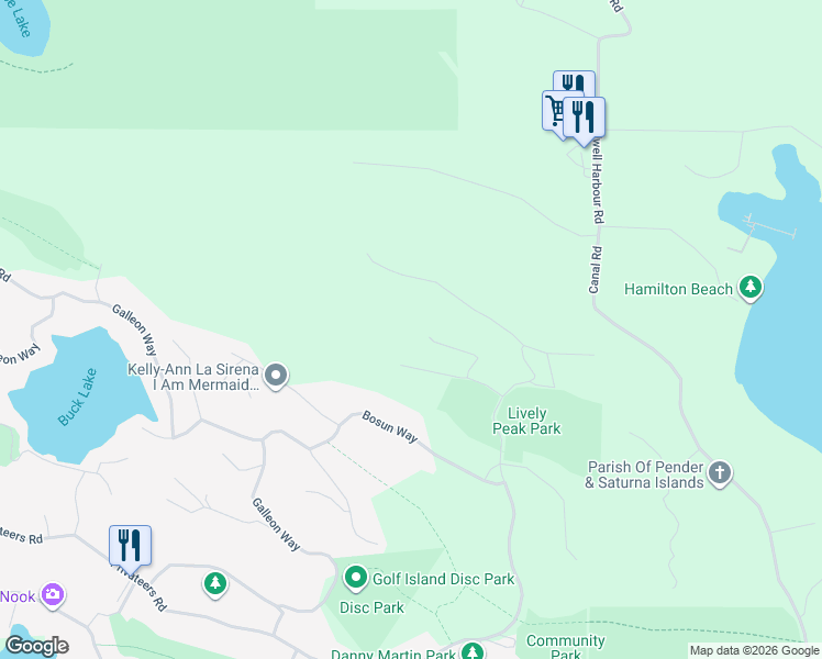 map of restaurants, bars, coffee shops, grocery stores, and more near 3601 Sailor Easement in Pender Island