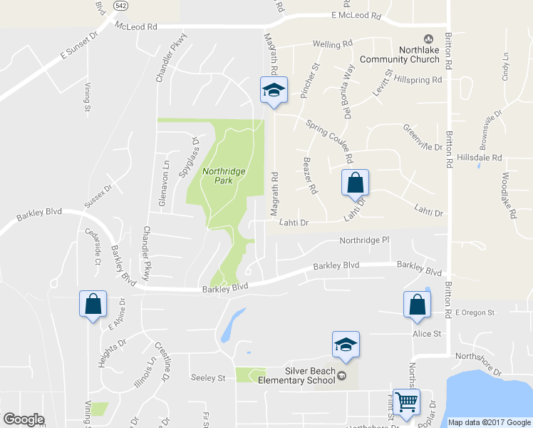 map of restaurants, bars, coffee shops, grocery stores, and more near 3721 Magrath Road in Bellingham