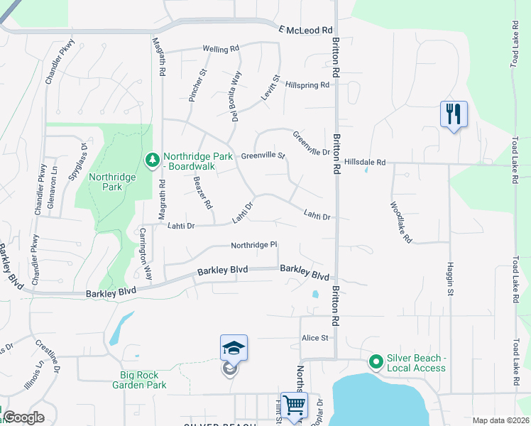 map of restaurants, bars, coffee shops, grocery stores, and more near 1439 Lahti Drive in Bellingham