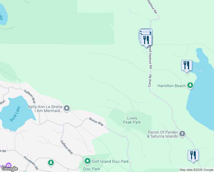 map of restaurants, bars, coffee shops, grocery stores, and more near 3601 Sailor Easement in Pender Island