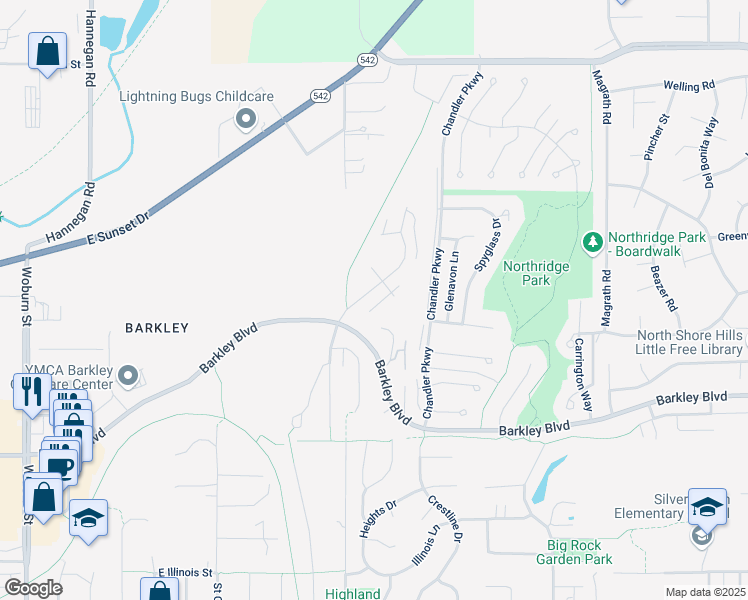 map of restaurants, bars, coffee shops, grocery stores, and more near 3318 Sussex Drive in Bellingham