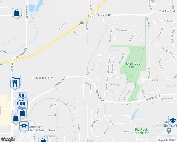 map of restaurants, bars, coffee shops, grocery stores, and more near 3307 Sussex Drive in Bellingham
