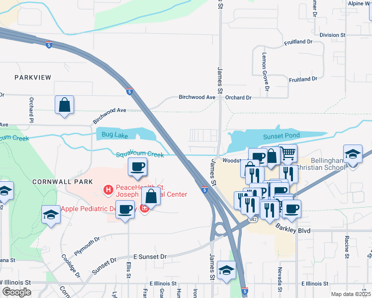 map of restaurants, bars, coffee shops, grocery stores, and more near 700 Sunset Pond Lane in Bellingham