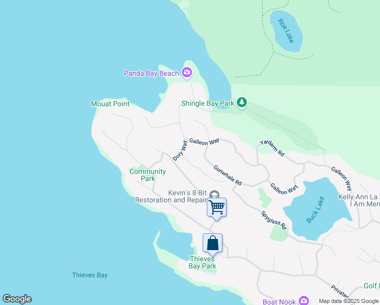 map of restaurants, bars, coffee shops, grocery stores, and more near 2609 Dory Way in Pender Island