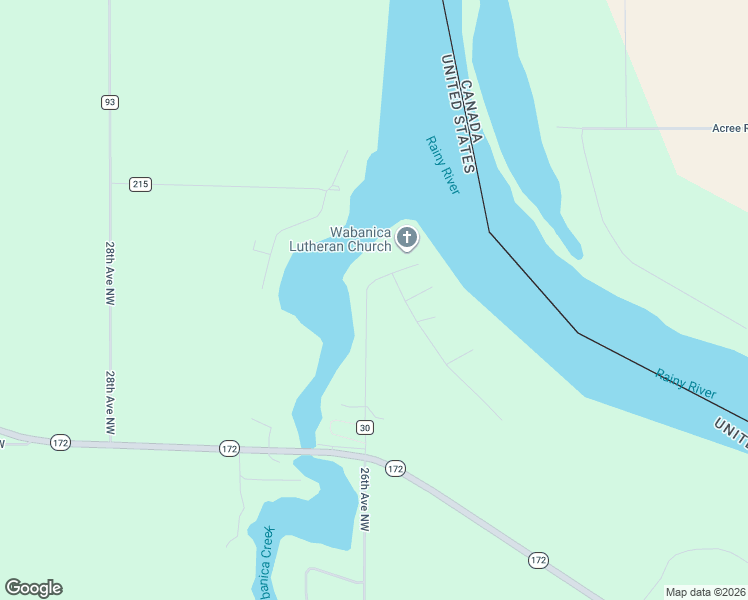 map of restaurants, bars, coffee shops, grocery stores, and more near 1707 26th Avenue Northwest in Baudette