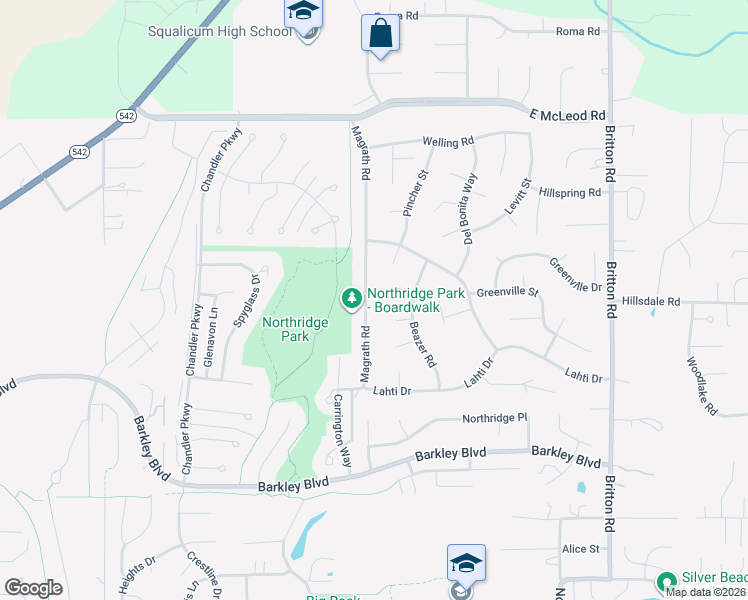 map of restaurants, bars, coffee shops, grocery stores, and more near 1317 Tweedsmuir Court in Bellingham