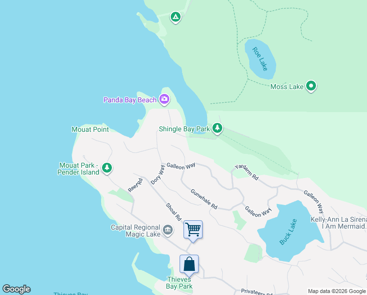 map of restaurants, bars, coffee shops, grocery stores, and more near 2610 Gunwhale Road in Pender Island