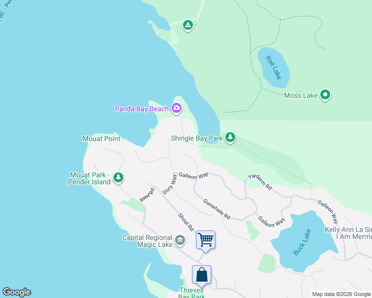 map of restaurants, bars, coffee shops, grocery stores, and more near 2621 Galleon Way in Pender Island