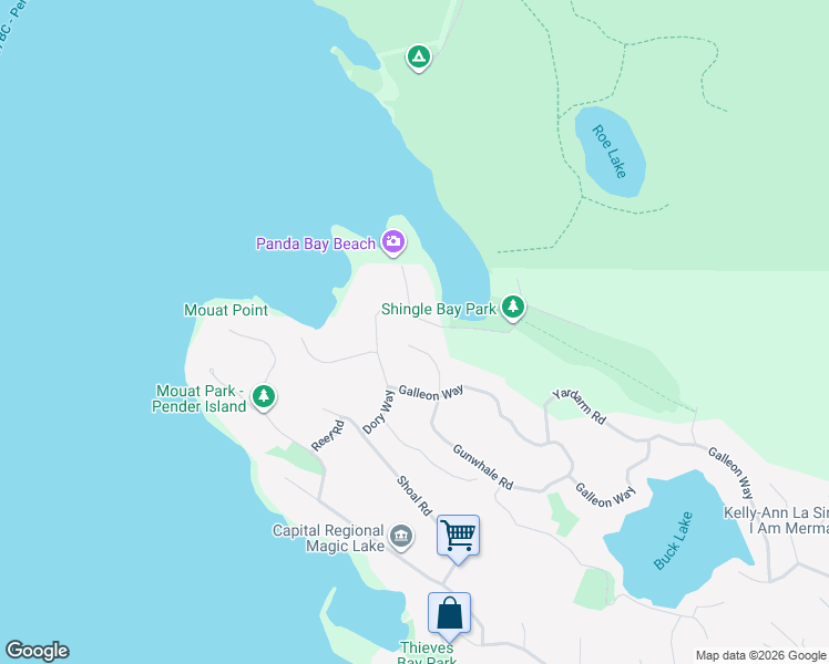 map of restaurants, bars, coffee shops, grocery stores, and more near 2621 Galleon Way in Pender Island