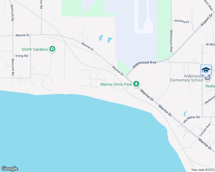 map of restaurants, bars, coffee shops, grocery stores, and more near 3881 Cliffside Drive in Bellingham