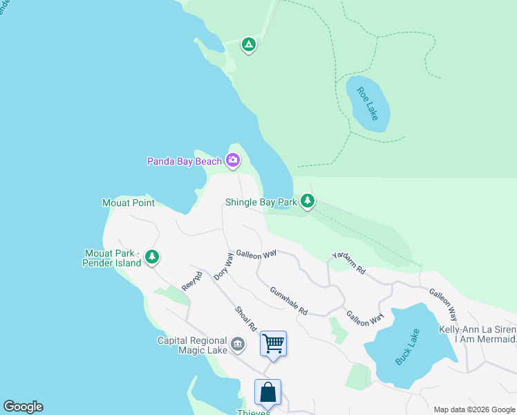 map of restaurants, bars, coffee shops, grocery stores, and more near 2621 Galleon Way in Pender Island