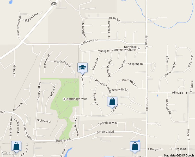 map of restaurants, bars, coffee shops, grocery stores, and more near 3808 Spring Coulee Road in Bellingham