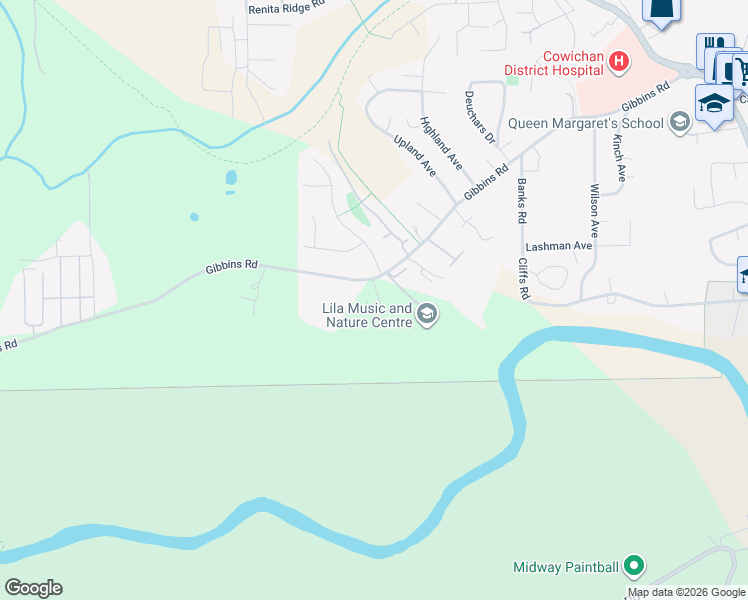 map of restaurants, bars, coffee shops, grocery stores, and more near 3246 Gibbins Road in Duncan