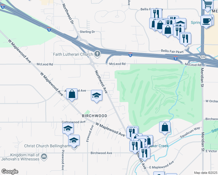 map of restaurants, bars, coffee shops, grocery stores, and more near 2690 Alderwood Avenue in Bellingham