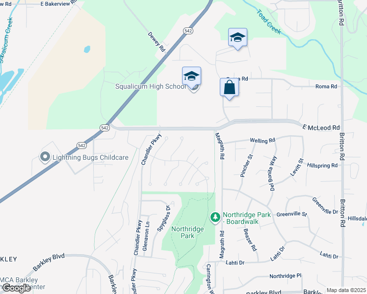 map of restaurants, bars, coffee shops, grocery stores, and more near 3742 North Heather Place in Bellingham