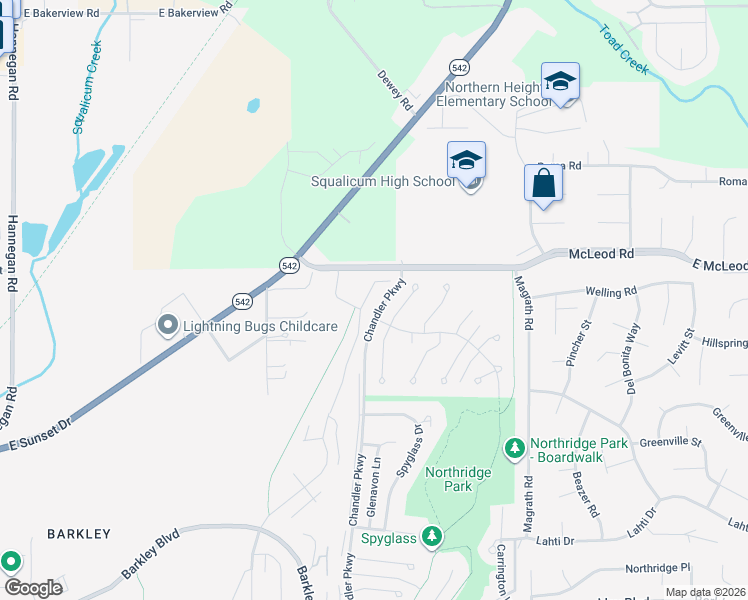 map of restaurants, bars, coffee shops, grocery stores, and more near 3712 Bristol Street in Bellingham
