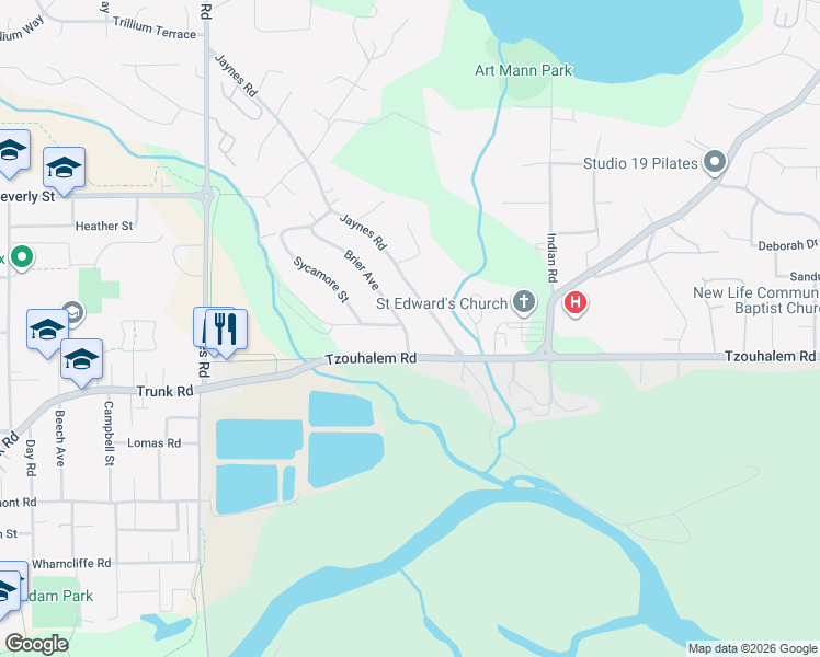 map of restaurants, bars, coffee shops, grocery stores, and more near 5803 Brier Avenue in Duncan