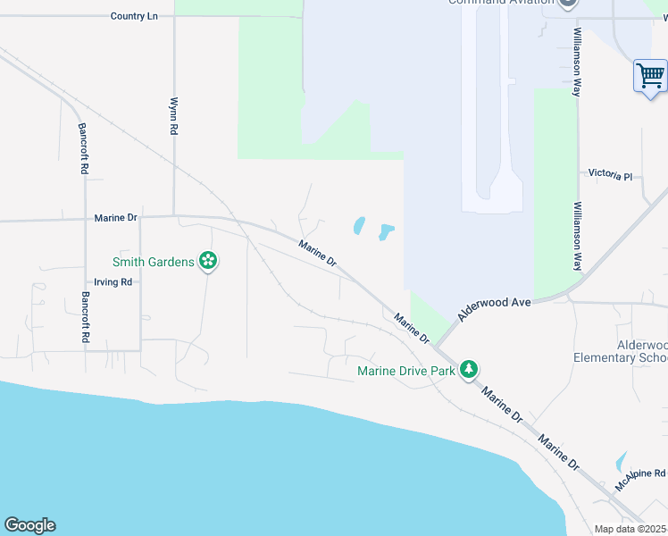 map of restaurants, bars, coffee shops, grocery stores, and more near 1170 Marine Drive in Bellingham
