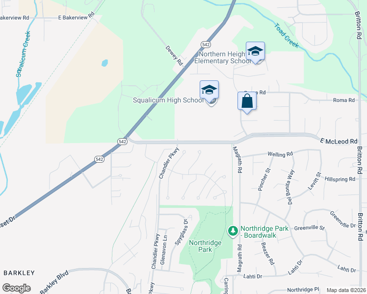 map of restaurants, bars, coffee shops, grocery stores, and more near 3783 Westhills Place in Bellingham