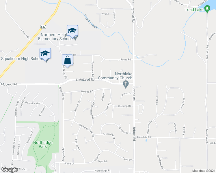 map of restaurants, bars, coffee shops, grocery stores, and more near 1435 Welling Road in Bellingham