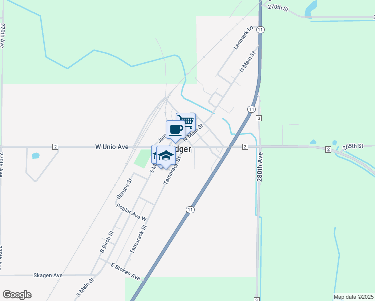 map of restaurants, bars, coffee shops, grocery stores, and more near 204 University Avenue in Badger