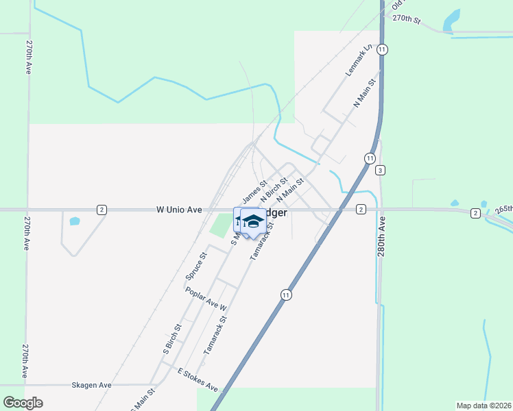 map of restaurants, bars, coffee shops, grocery stores, and more near in Badger