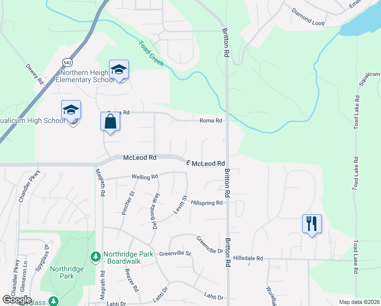 map of restaurants, bars, coffee shops, grocery stores, and more near 3907 Aaron Court in Bellingham