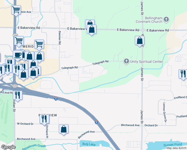 map of restaurants, bars, coffee shops, grocery stores, and more near 773 Telegraph Road in Bellingham