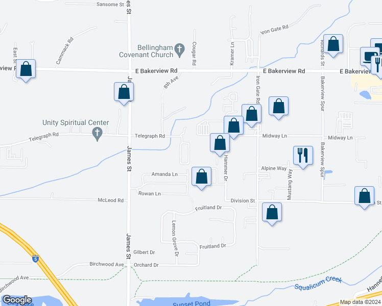 map of restaurants, bars, coffee shops, grocery stores, and more near 3993 Gentlebrook Ln in Bellingham