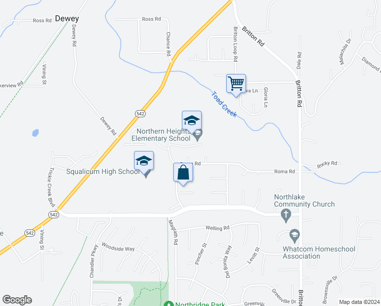 map of restaurants, bars, coffee shops, grocery stores, and more near 3980 Darcy Court in Bellingham