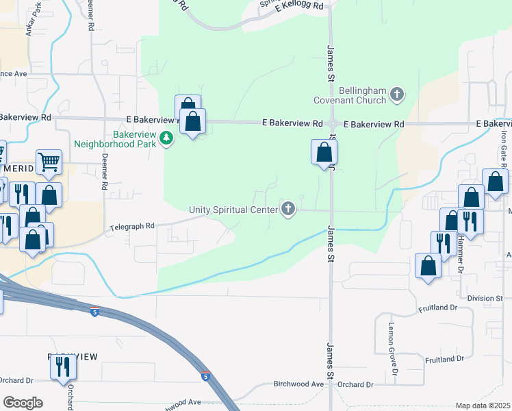 map of restaurants, bars, coffee shops, grocery stores, and more near 4020 Belltown Court in Bellingham