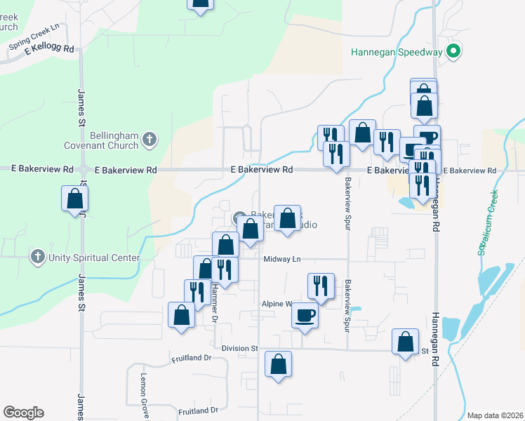 map of restaurants, bars, coffee shops, grocery stores, and more near 4040-4072 Irongate Road in Bellingham