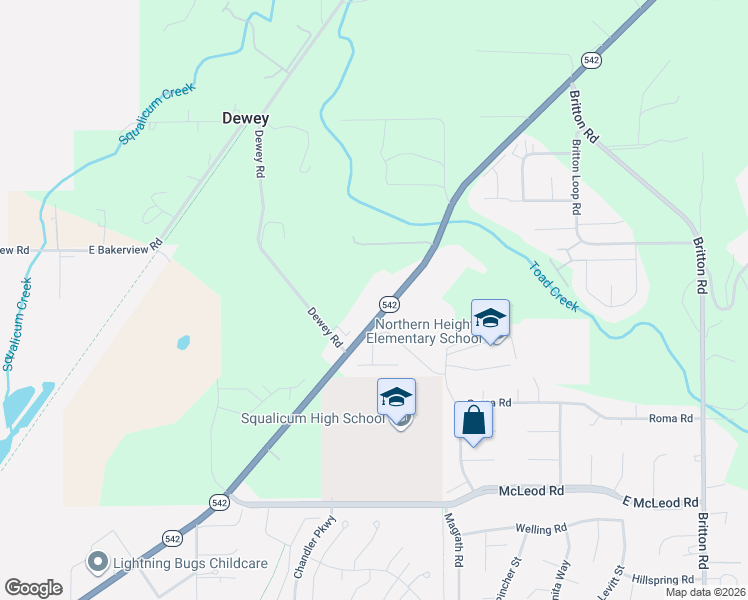 map of restaurants, bars, coffee shops, grocery stores, and more near 1250 Mount Baker Highway in Bellingham