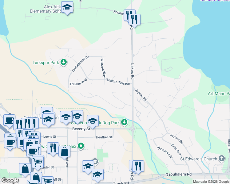 map of restaurants, bars, coffee shops, grocery stores, and more near 2029 Oakhill Place in Cowichan Valley