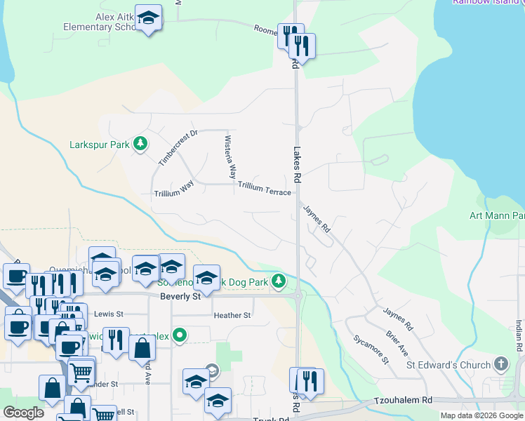 map of restaurants, bars, coffee shops, grocery stores, and more near 2036 Oakhill Place in Cowichan Valley