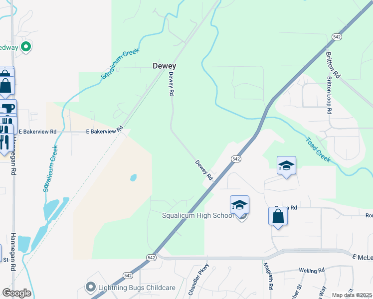 map of restaurants, bars, coffee shops, grocery stores, and more near 3817 East Sunset Drive in Bellingham