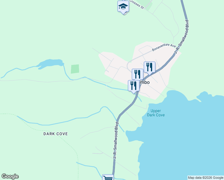 map of restaurants, bars, coffee shops, grocery stores, and more near 7 Saunders Road in Hare Bay