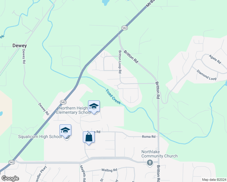 map of restaurants, bars, coffee shops, grocery stores, and more near 4075 Ava Lane in Bellingham