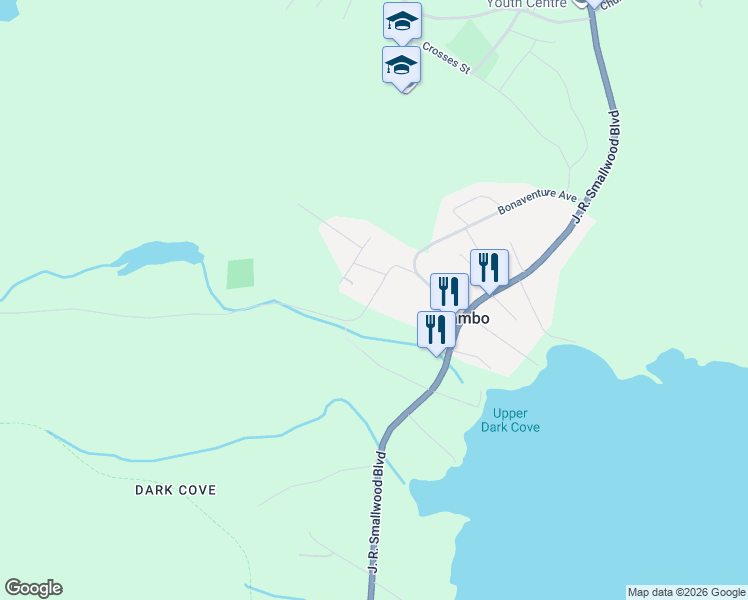map of restaurants, bars, coffee shops, grocery stores, and more near 7 Saunders Road in Hare Bay