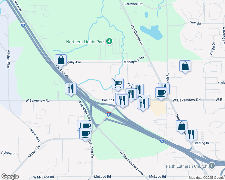 map of restaurants, bars, coffee shops, grocery stores, and more near 4125 Arctic Avenue in Bellingham